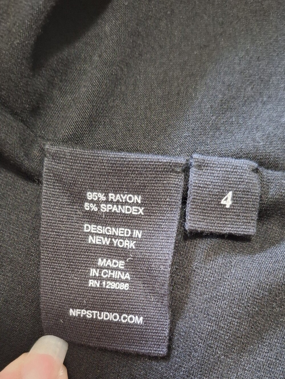 NFP Studio Black Rayon/Spandex Long Sleeve Curve Seam Dress Size 4/Large - Picture 5 of 9